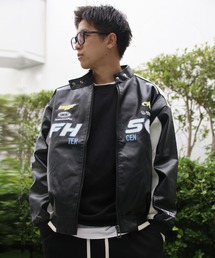 aimoha(�A�C���n)��aimoha men ���[�V���O���S�f�U�C�� PU�W���P�b�g/ Racing logo design PU jacket(���̑��A�E�^�[)