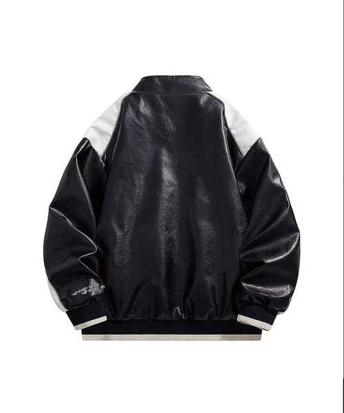 aimoha(アイモハ)の「aimoha men レーシングロゴデザイン PUジャケット/ Racing logo design PU jacket(その他アウター・メンズ・ホワイト/ブラック・MEDIUM/X-LARGE/LARGE)」の12枚目の写真