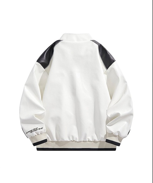 aimoha(アイモハ)の「aimoha men レーシングロゴデザイン PUジャケット/ Racing logo design PU jacket(その他アウター・メンズ・ホワイト/ブラック・MEDIUM/X-LARGE/LARGE)」の14枚目の写真