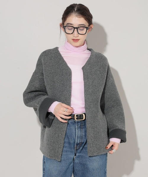 【archive】Y's ウールニットショートブルゾン ステッチデザイン 日本製 archive】Y's ウールニットショートブルゾン ステッチデザイン 日本製