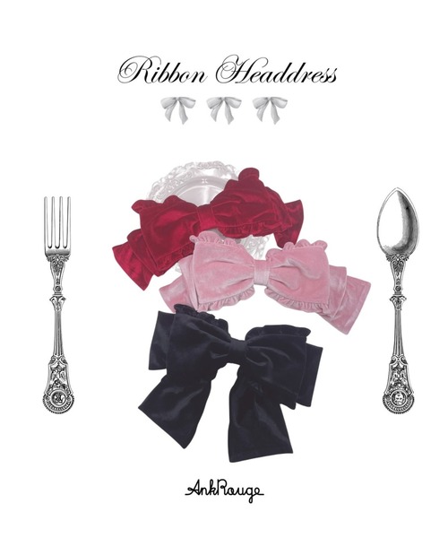 Ank Rouge(アンクルージュ)の「大きなベロアリボンヘッドドレス(カチューシャ・レディース・ピンク/レッド/ブラック・FREE)」の4枚目の写真