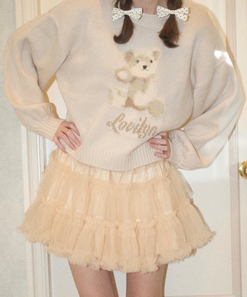 Lovilyn（ラヴィリン）の「推し活ティアードチュールミニスカート（スカート・レディース・ペールイエロー/チェリーレッド/ピンク/ホワイト・MEDIUM/SMALL）」の2枚目の写真