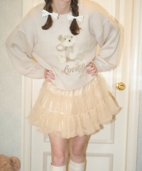 Lovilyn（ラヴィリン）の「推し活ティアードチュールミニスカート（スカート・レディース・ペールイエロー/チェリーレッド/ピンク/ホワイト・MEDIUM/SMALL）」の14枚目の写真