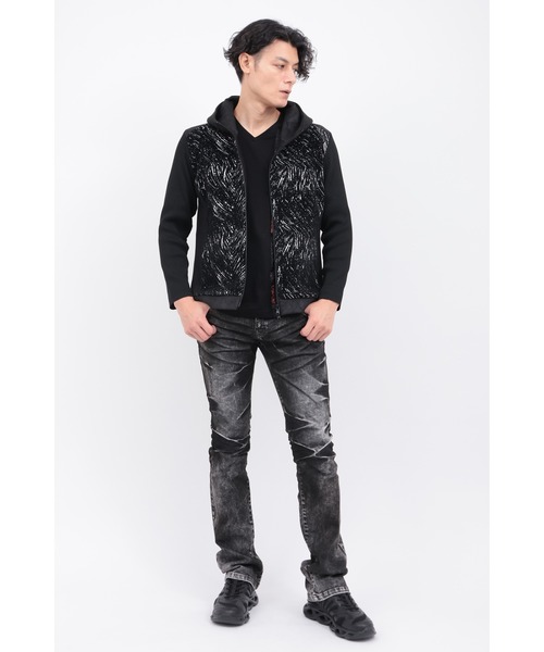 TORNADO MART（トルネードマート）の「ﾋﾞｰｽﾄﾍｱｰﾓｰﾙﾆｯﾄｺﾝﾋﾞﾌｰﾃﾞｨｰBL（ブルゾン・メンズ・ブラック/ホワイト・MEDIUM/LARGE/LL）」の16枚目の写真