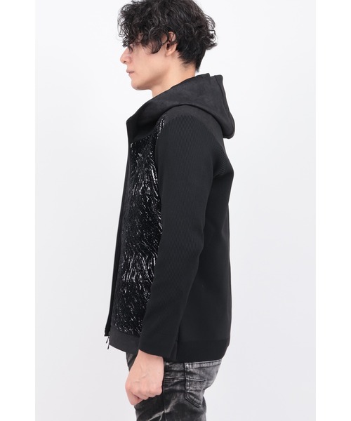 TORNADO MART（トルネードマート）の「ﾋﾞｰｽﾄﾍｱｰﾓｰﾙﾆｯﾄｺﾝﾋﾞﾌｰﾃﾞｨｰBL（ブルゾン・メンズ・ブラック/ホワイト・MEDIUM/LARGE/LL）」の18枚目の写真