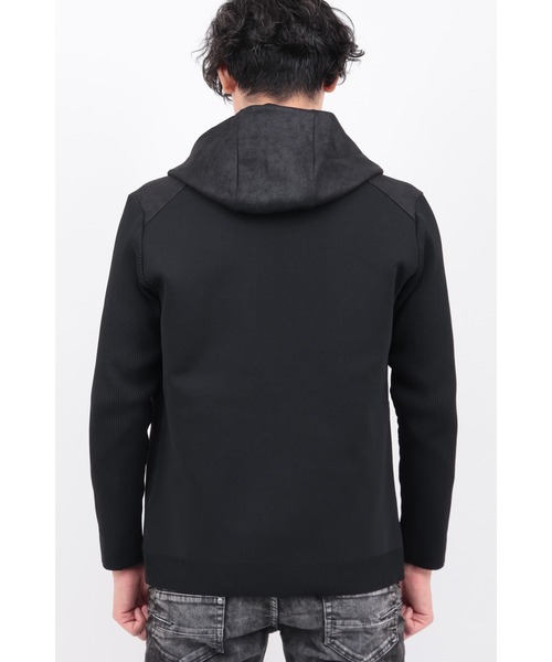 TORNADO MART（トルネードマート）の「ﾋﾞｰｽﾄﾍｱｰﾓｰﾙﾆｯﾄｺﾝﾋﾞﾌｰﾃﾞｨｰBL（ブルゾン・メンズ・ブラック/ホワイト・MEDIUM/LARGE/LL）」の19枚目の写真