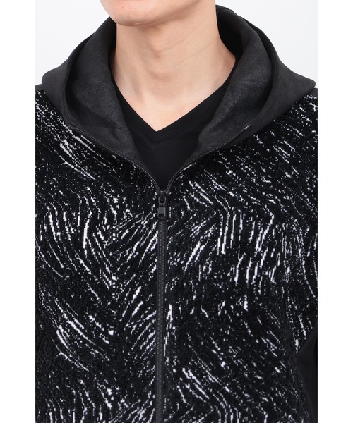 TORNADO MART（トルネードマート）の「ﾋﾞｰｽﾄﾍｱｰﾓｰﾙﾆｯﾄｺﾝﾋﾞﾌｰﾃﾞｨｰBL（ブルゾン・メンズ・ブラック/ホワイト・MEDIUM/LARGE/LL）」の21枚目の写真