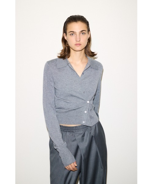 THROW by SLY（スローバイスライ）の「THROW KNIT POLO 2WAY HG CD ニット ポロ 2ウェイ ハイゲージ カーディガン 秋服 冬服（カーディガン/ボレロ・レディース・杢グレー/キナリ・FREE）」の8枚目の写真