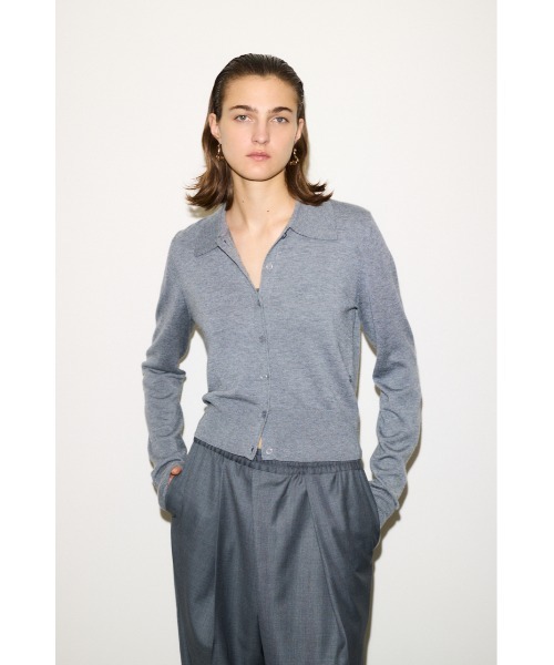 THROW by SLY（スローバイスライ）の「THROW KNIT POLO 2WAY HG CD ニット ポロ 2ウェイ ハイゲージ カーディガン 秋服 冬服（カーディガン/ボレロ・レディース・杢グレー/キナリ・FREE）」の11枚目の写真