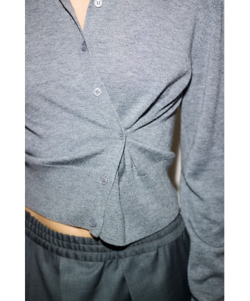 THROW by SLY（スローバイスライ）の「THROW KNIT POLO 2WAY HG CD ニット ポロ 2ウェイ ハイゲージ カーディガン 秋服 冬服（カーディガン/ボレロ・レディース・杢グレー/キナリ・FREE）」の16枚目の写真