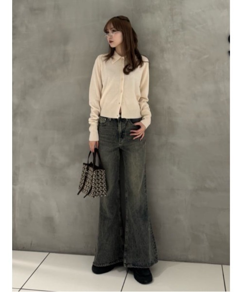 THROW by SLY（スローバイスライ）の「THROW KNIT POLO 2WAY HG CD ニット ポロ 2ウェイ ハイゲージ カーディガン 秋服 冬服（カーディガン/ボレロ・レディース・杢グレー/キナリ・FREE）」の18枚目の写真