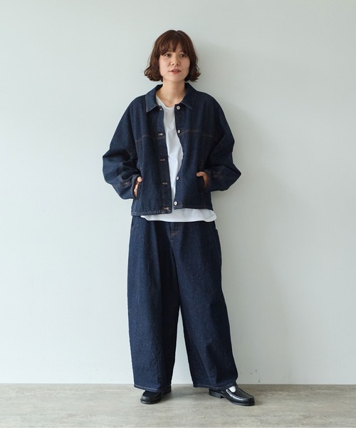 yuni（ユニ　）の「10oz denim cocoon ブルゾン（デニムジャケット・レディース・インディゴブルー・FREE）」の2枚目の写真
