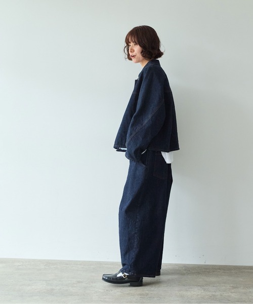 yuni（ユニ　）の「10oz denim cocoon ブルゾン（デニムジャケット・レディース・インディゴブルー・FREE）」の5枚目の写真