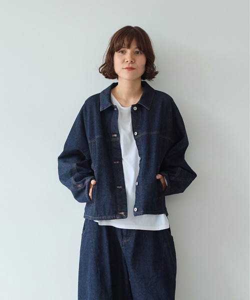 yuni（ユニ　）の「10oz denim cocoon ブルゾン（デニムジャケット・レディース・インディゴブルー・FREE）」の7枚目の写真