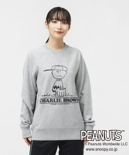 PEANUTS（ピーナッツ）の「ピーナッツ PEANUTS スウェットシャツ SOLOTEX(R)使用（スウェット・メンズ・パープル/チャコールグレー/グリーン/ライトグレー・SS/S/M/L/LL/3L）」の3枚目の写真