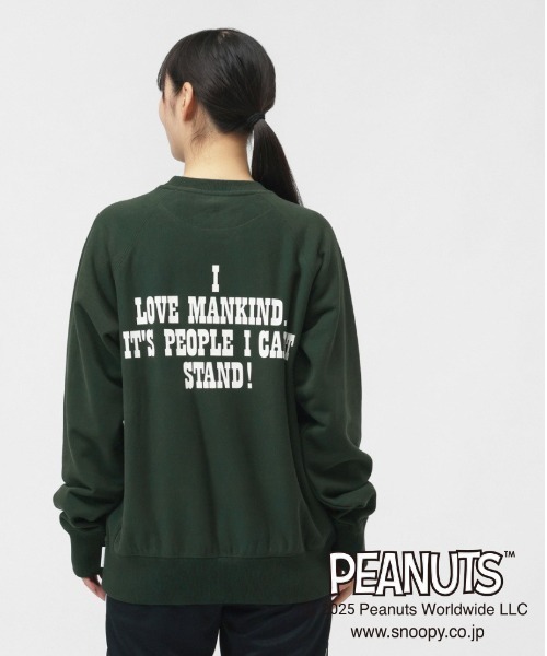 PEANUTS（ピーナッツ）の「ピーナッツ PEANUTS スウェットシャツ SOLOTEX(R)使用（スウェット・メンズ・パープル/チャコールグレー/グリーン/ライトグレー・SS/S/M/L/LL/3L）」の9枚目の写真