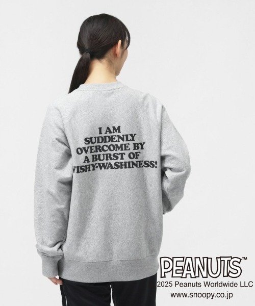 PEANUTS（ピーナッツ）の「ピーナッツ PEANUTS スウェットシャツ SOLOTEX(R)使用（スウェット・メンズ・パープル/チャコールグレー/グリーン/ライトグレー・SS/S/M/L/LL/3L）」の10枚目の写真