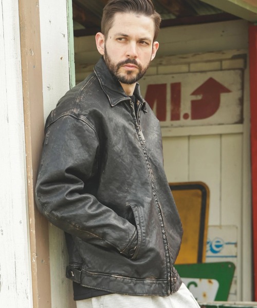 MR.OLIVE（ミスターオリーブ）の「【MR.OLIVE/ミスターオリーブ】VINTAGE CRAFT SHEEP LEATHER /OVERSIZE RIDERS（ライダースジャケット・メンズ・ブラック・M）」の4枚目の写真