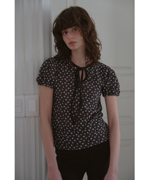 VINTAGE FLOWER RIBBON T-SHIRT_BLACK