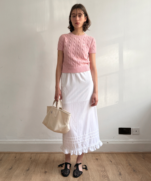SINOON（シヌーン）の「Sinoon Logo Twisted Knit (Melange Pink)（ニット/セーター・レディース・グレー・FREE）」の2枚目の写真