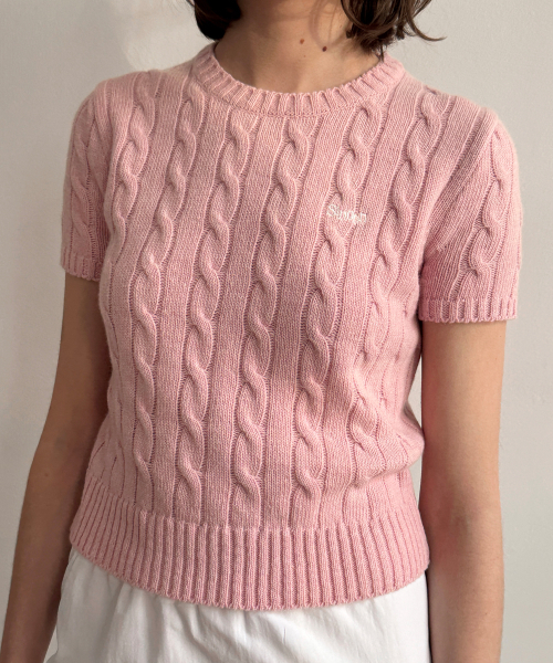 SINOON（シヌーン）の「Sinoon Logo Twisted Knit (Melange Pink)（ニット/セーター・レディース・グレー・FREE）」の3枚目の写真