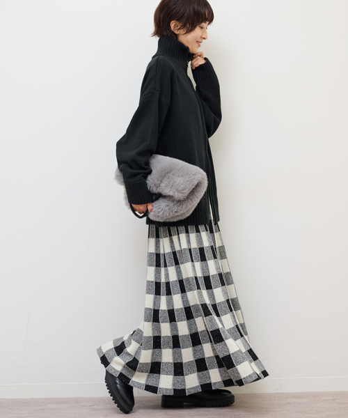 Torrazzo Donna（トラッゾドンナ）の「【TORRAZZO DONNA/トラッゾドンナ】リバーシブルジャガードスカート（スカート・レディース・ブラウン/ブラック・FREE）」の6枚目の写真