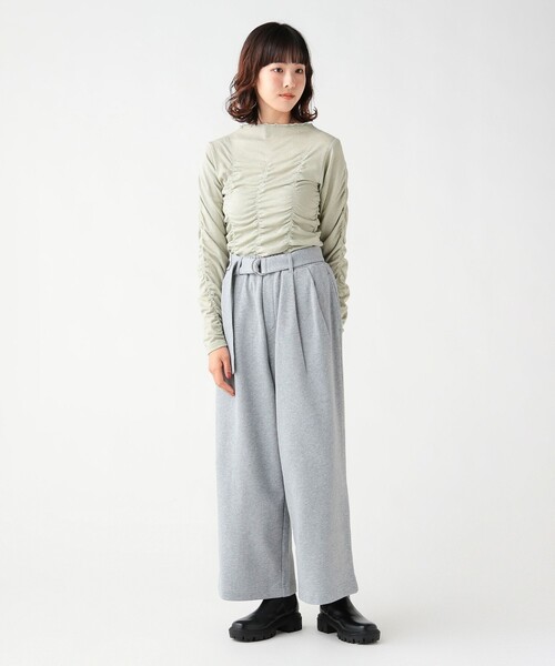 BEAMS HEART(ビームスハート)の「ベルト付き スウェットパンツ(スウェットパンツ・レディース・グレー/ホワイト系その他5/チャコールグレー・FREE)」の9枚目の写真
