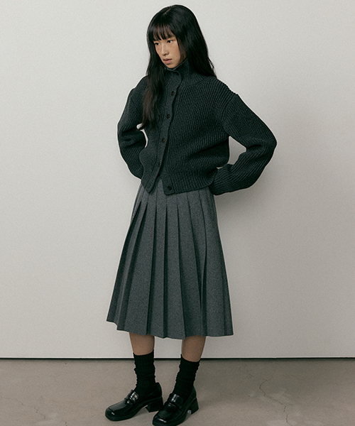 LINGSEOUL(リングソウル)の「wool high-neck knit cardigan-charcoal(カーディガン/ボレロ・レディース・チャコール・FREE)」の2枚目の写真
