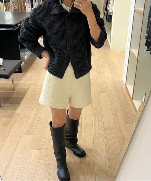 LINGSEOUL(リングソウル)の「wool high-neck knit cardigan-charcoal(カーディガン/ボレロ・レディース・チャコール・FREE)」の4枚目の写真