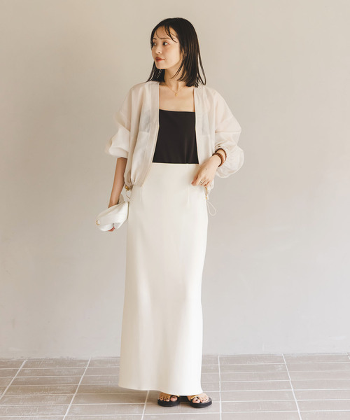 NOBLE 【洗える】コンフォートジャージーライクタイトスカート　ホワイト 追加》【洗える】コンフォートジャージーライクタイトスカート 3