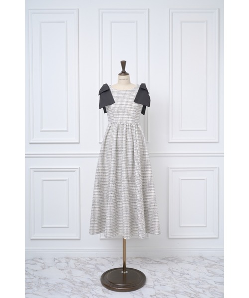 MISTREASS(ミストレアス)の「Multi Way Ribbon Tweed Dress(ワンピース・レディース・ブラック/ホワイト/ピンク・FREE)」の10枚目の写真