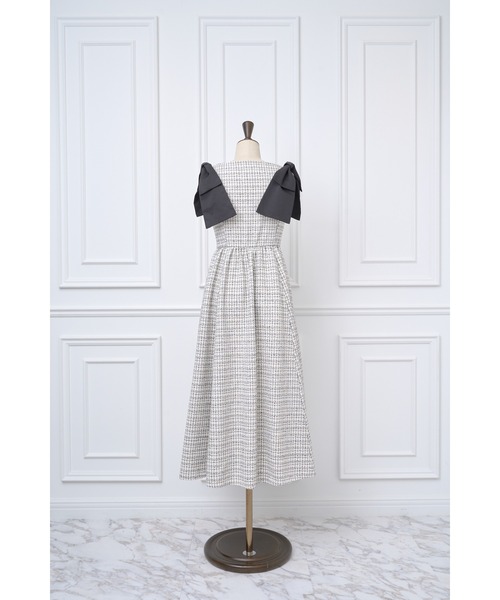MISTREASS(ミストレアス)の「Multi Way Ribbon Tweed Dress(ワンピース・レディース・ブラック/ホワイト/ピンク・FREE)」の12枚目の写真
