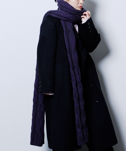 HIGHLAND 2000（ハイランドトゥーサウザンド）の「HIGHLAND 2000 LONG SCARF 3CABLES：マフラー（マフラー・レディース・イエロー/パープル・FREE）」の3枚目の写真