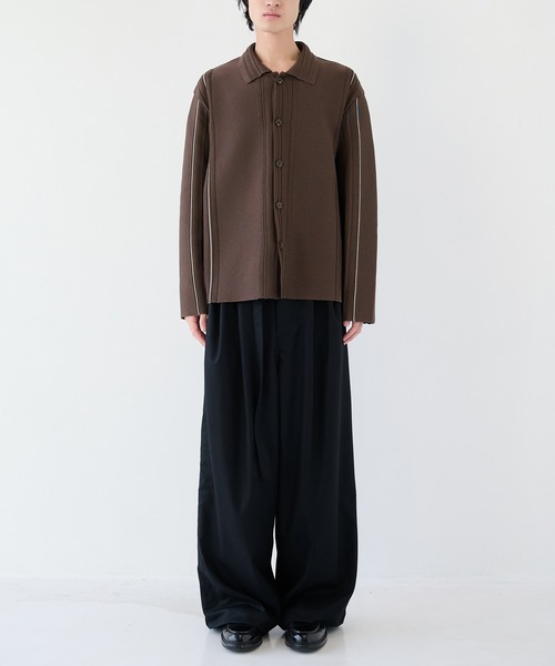 WRAPINKNOT(ラッピンノット)の「【WRAPINKNOT】ラインニットシャツ(ニット/セーター・メンズ・ブラック/ブラウン・2/3)」の11枚目の写真