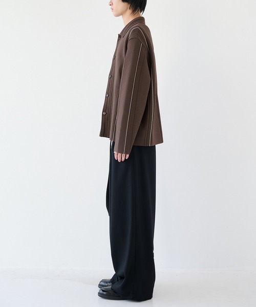 WRAPINKNOT(ラッピンノット)の「【WRAPINKNOT】ラインニットシャツ(ニット/セーター・メンズ・ブラック/ブラウン・2/3)」の12枚目の写真