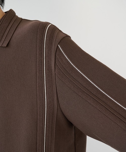 WRAPINKNOT(ラッピンノット)の「【WRAPINKNOT】ラインニットシャツ(ニット/セーター・メンズ・ブラック/ブラウン・2/3)」の16枚目の写真