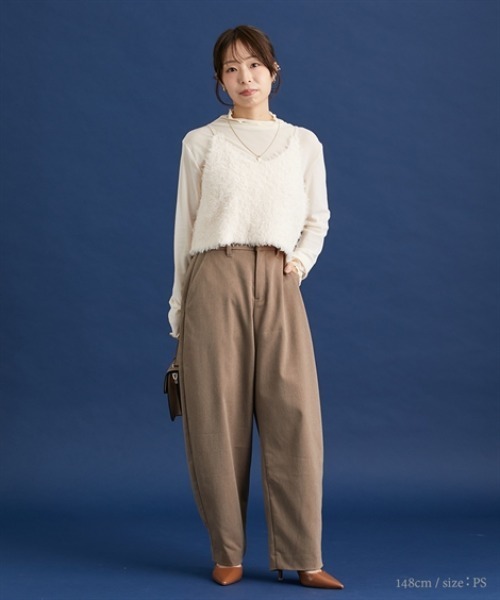 Petitjo（プッチージョ）の「小さいサイズ　【Petimo企画】　カーブパンツ　低身長さん・小柄女性（その他パンツ・レディース・チャコールグレー/モカ・PSS/PS）」の8枚目の写真