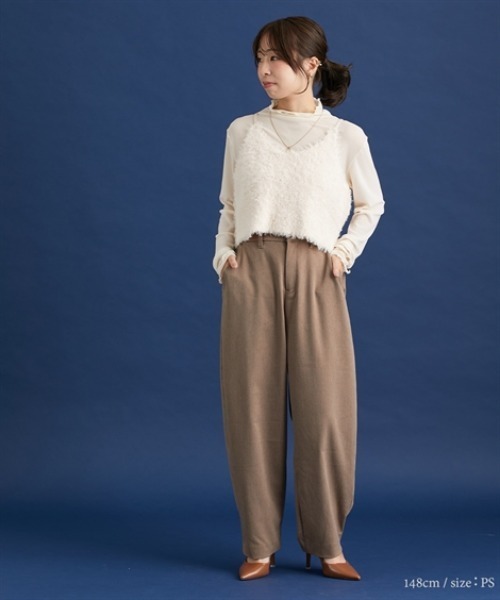 Petitjo（プッチージョ）の「小さいサイズ　【Petimo企画】　カーブパンツ　低身長さん・小柄女性（その他パンツ・レディース・チャコールグレー/モカ・PSS/PS）」の9枚目の写真