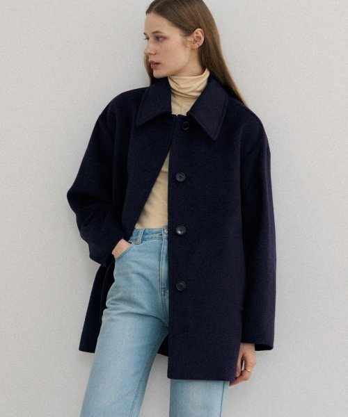 DRAWFIT WOMEN（ドローフィットウーマン）の「ソフトカシミヤオーバーサイズハーフコート [BUTTER]（チェスターコート・レディース・その他・MEDIUM/SMALL/X-SMALL）」の3枚目の写真