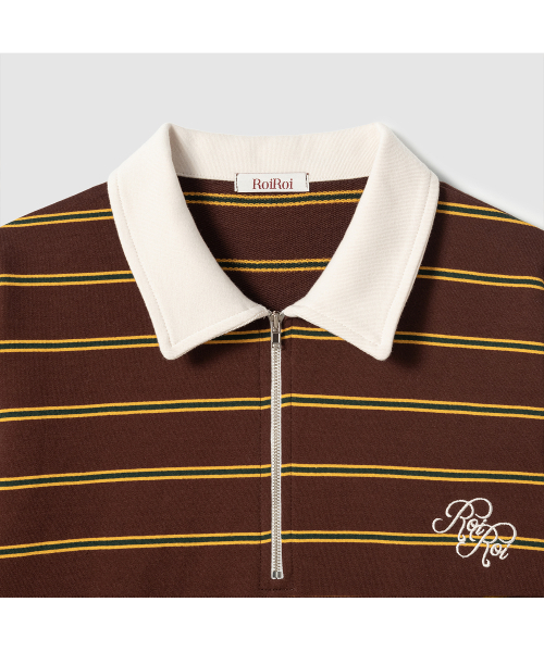 ROIROI（ロイロイ）の「ストライプポロ長袖Tシャツ - ブラウン（ポロシャツ・レディース・その他・FREE）」の2枚目の写真