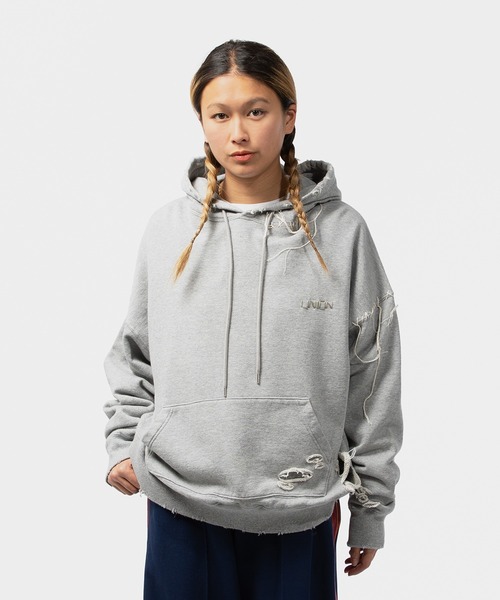 UNION（UNION TOKYO）（ユニオン）の「DISCOVERED UNION LOOPING DAMAGE HOODY（パーカー・メンズ・グレー系その他/ブラック・3/1）」の15枚目の写真