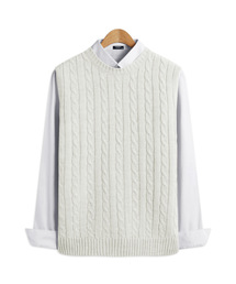 TOPBOY（トップボーイ）の「レギュラーフィットケーブルラウンドニットベストアイボリー（ベスト）」