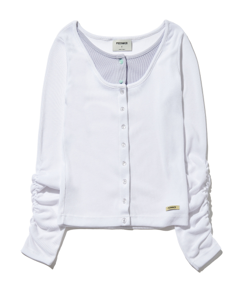 PIECEMAKER(ピースメーカー)の「LAYERED SLIM ROUND CARDIGAN (IVORY)(カーディガン/ボレロ・レディース・その他・FREE)」の3枚目の写真