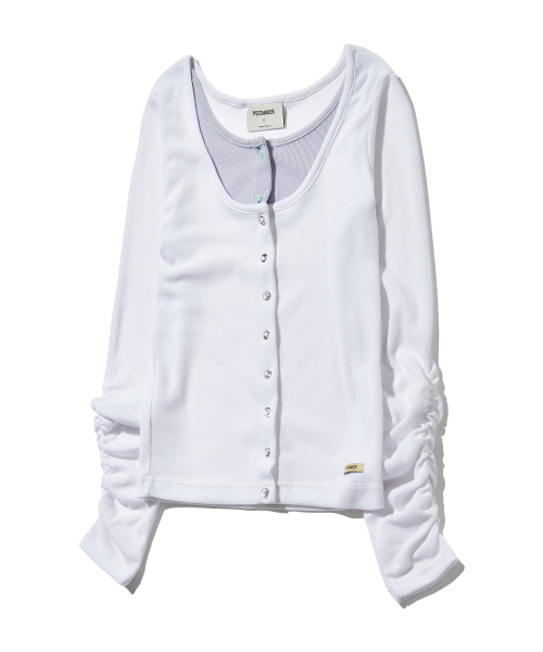 PIECEMAKER(ピースメーカー)の「LAYERED SLIM ROUND CARDIGAN (IVORY)(カーディガン/ボレロ・レディース・その他・FREE)」の4枚目の写真