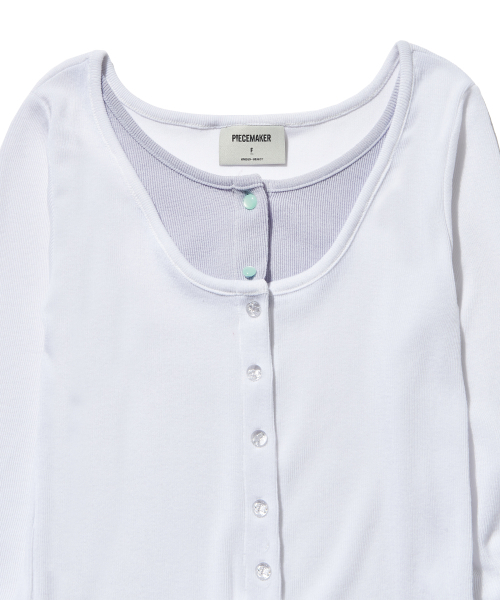 PIECEMAKER(ピースメーカー)の「LAYERED SLIM ROUND CARDIGAN (IVORY)(カーディガン/ボレロ・レディース・その他・FREE)」の6枚目の写真