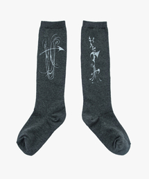 HALOMINIUM（ハロミニウムー）の「ハロミニイーストライン描画ニソックス/グレー（ソックス/靴下）」