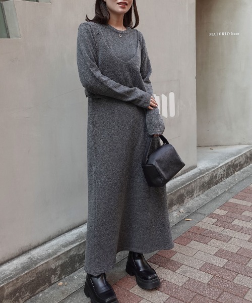 CORNERS(コーナーズ)の「メランジニットビスチェ付きニットワンピース(ワンピース・レディース・グレー/ベージュ/チャコールグレー・M)」の16枚目の写真