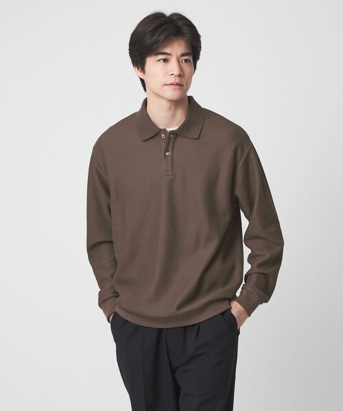 green label relaxing（グリーンレーベルリラクシング）の「クリア ラッセル 長袖 ポロシャツ（ポロシャツ・メンズ・ブラック/ブラウン/ライトピンク・S/M/L/XL）」の2枚目の写真