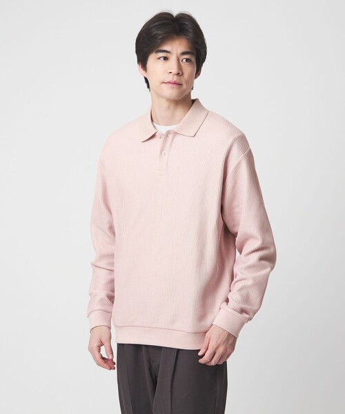 green label relaxing（グリーンレーベルリラクシング）の「クリア ラッセル 長袖 ポロシャツ（ポロシャツ・メンズ・ブラック/ブラウン/ライトピンク・S/M/L/XL）」の3枚目の写真
