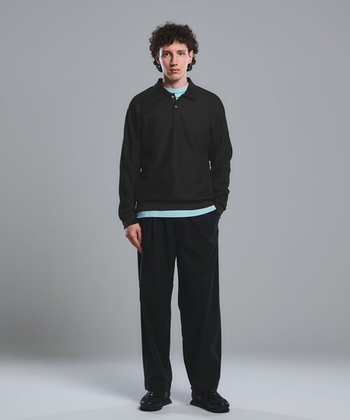 green label relaxing（グリーンレーベルリラクシング）の「クリア ラッセル 長袖 ポロシャツ（ポロシャツ・メンズ・ブラック/ブラウン/ライトピンク・S/M/L/XL）」の4枚目の写真